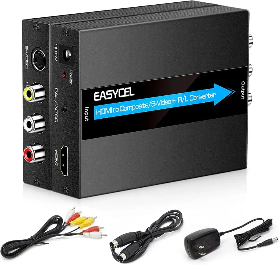 HDMI auf S-Video RCA Konverter Mit Kabel, Composite AV CVBS Adapter (Aluminium)