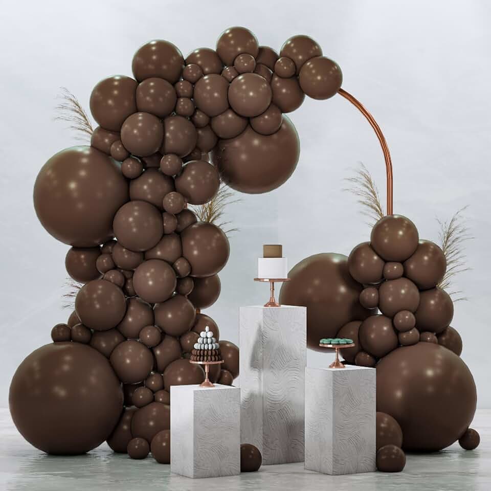 PartyWoo Dark Brown Balloons 120pcs Boho Coffee Neutral Different Sizes