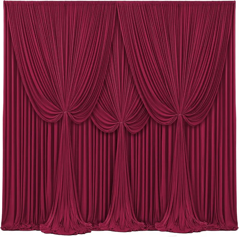 4 Panels Burgundy Backdrop Curtains for Wedding Party Wrinkle Free Backdrops Curtain Drapes Fabric Decorations Maroon Photo Back Drop for Baby Shower Photography Stage Reception 20ft(W) x 12ft(H)