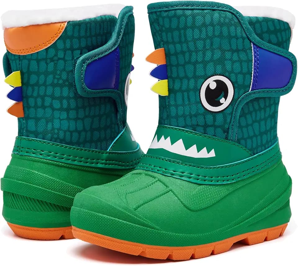 MORENDL Kids Waterproof Snow Boots Toddler Winter Boots Girl Boy Fur Lined
