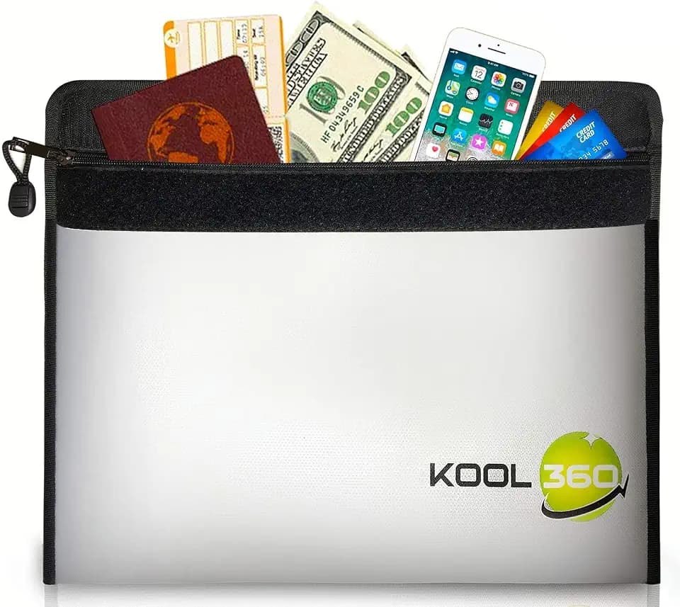 2192°F Fireproof Document Bag | 15” x 11“ Fireproof Money Bag| 3-Layer Fireproof Safe Storage Water Resistant Envelope with Zipper| Fireproof Box Pouch for Passport Important Paper Cash Lipo Battery