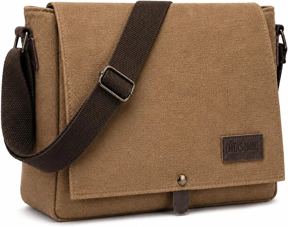 Men's Canvas Messenger Bag, Compact Satchel for Work