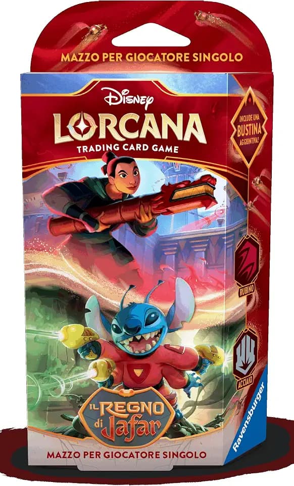 Ravensburger - Disney Lorcana Single Starter Deck, Rubin und Stahl Mulan & Stitch, Set 8, italienische Version
