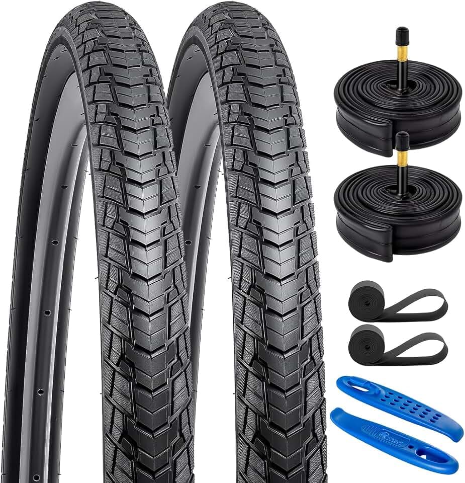 YunSCM 2Pcs Faltbar 28 Zoll Reifen 28x1.50 700x38C Mantel 40-622 Plus 2Pcs 700C Schlauch AV48/FV48 kompatibel 700C City Bikes, Rennräder 700x38C 700x40C 38-622 Fahrradreifen und schlauche