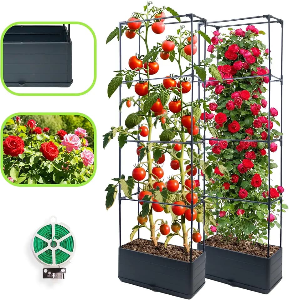 2 Pack 140CM Hochbeet mit Rankgitter