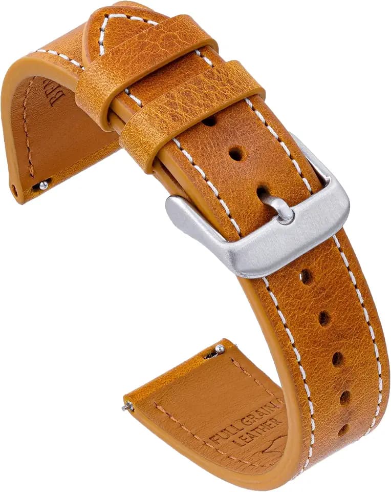 Benchmark Leather Watch Band – Italian Vegetable Tanned Leather – Smooth or Rustic Pull-Up Full Grain Leather Watch Strap – Quick Release Spring Bars – Choice of Color and Width – 18mm, 20mm, 22mm