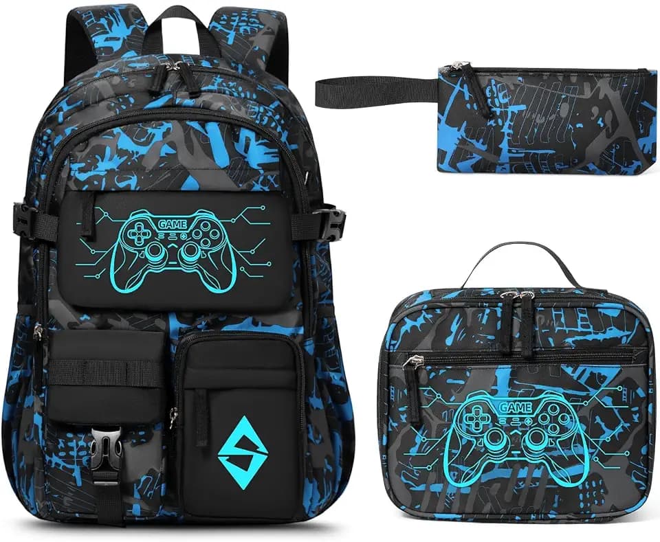 Fimibuke Backpack for School Boys, 3 PCS Cool Luminous Kids Backpacks Set