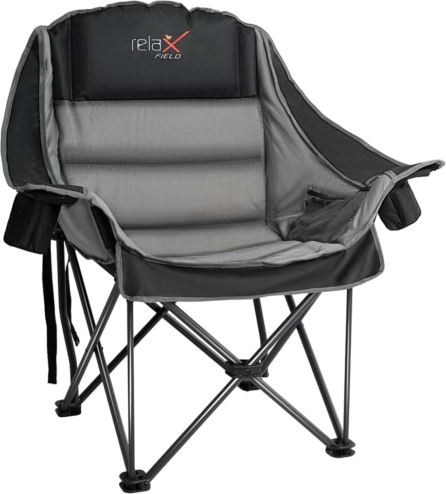 Oversized Camping Chairs with Cup Holder 500LBS, Black