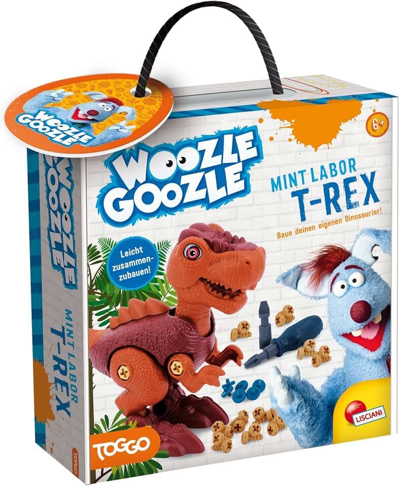 Lisciani - WOOZLE GOOZLE - T-Rex Dinosaurier - Bauspiel Für Kinder ab 6 Jahren - Dinosaurier Spielzeug Zu Montieren - Bewegt Sich Durch Räder unter den Beinen