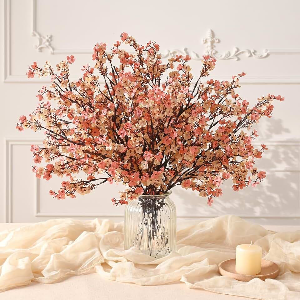 30 Pcs Baby Breath Flowers Artificial Bulk, Fake Fall Flowers, Beige Brown