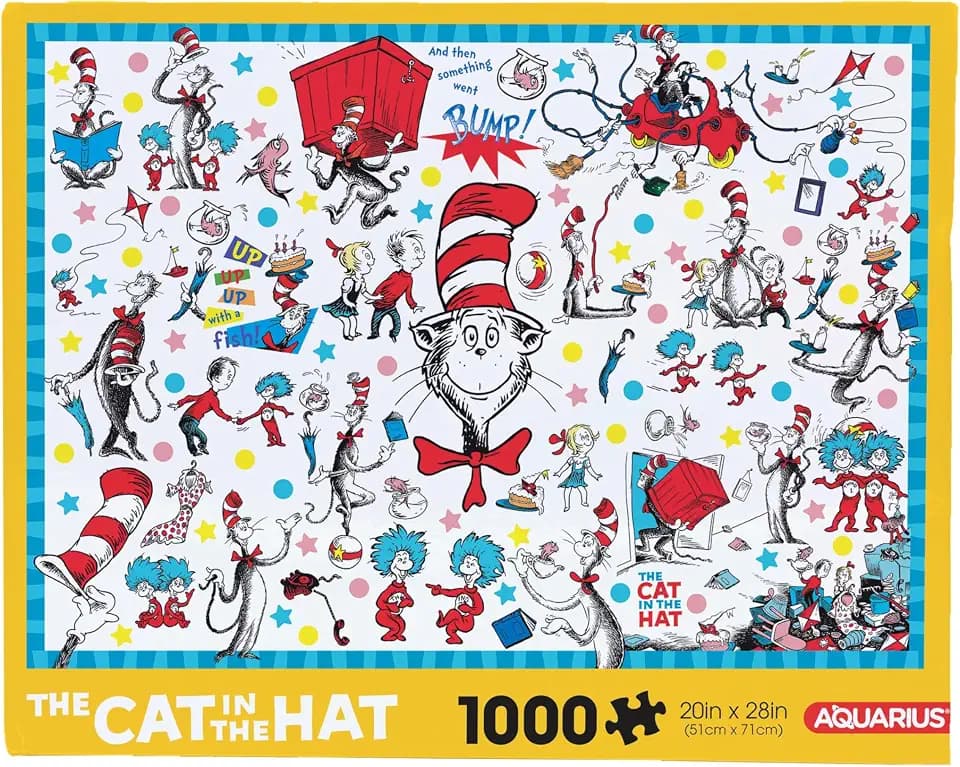 AQUARIUS Dr SeussCat in The Hat Wrapping Paper 1000 Piece Jigsaw Puzzle