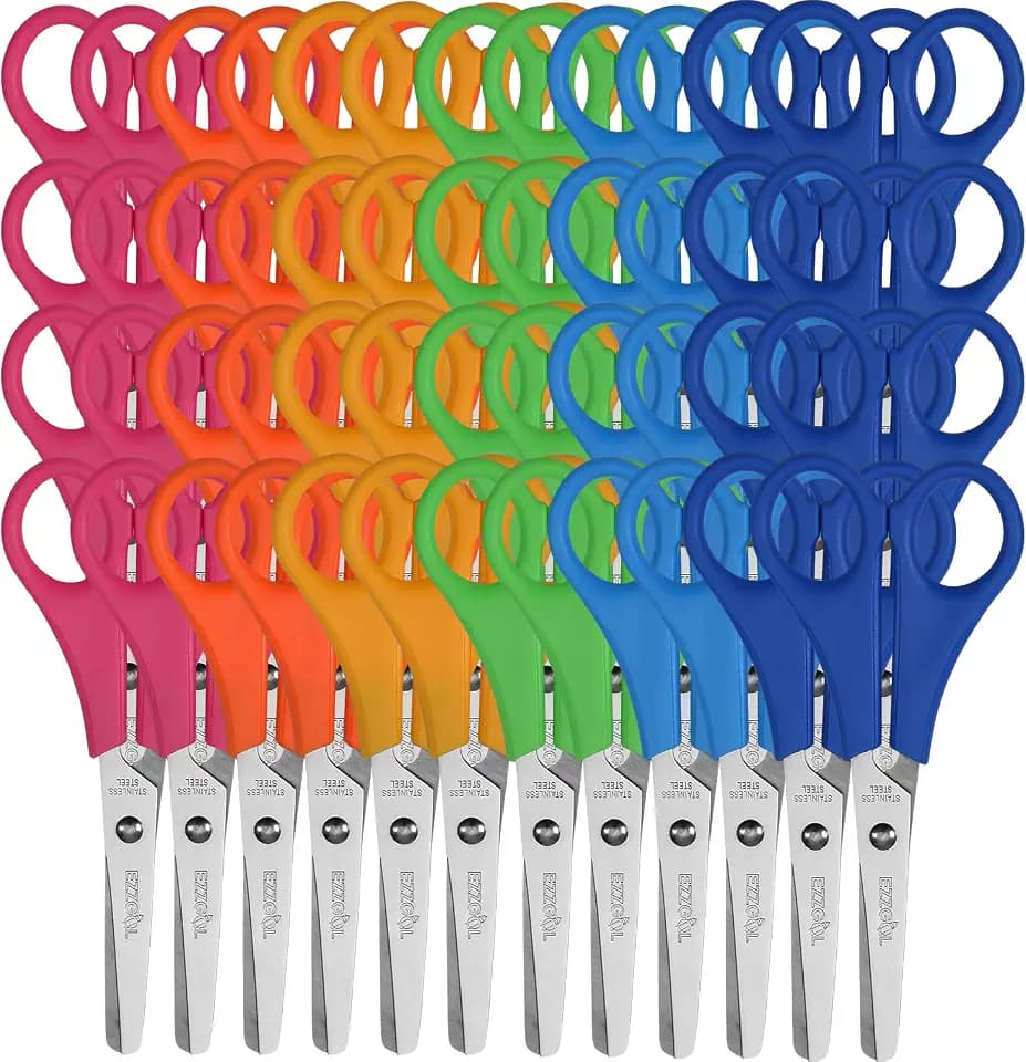 Ezzgol Scissors Bulk for Kids, 48 Pack, 6 Assorted Colors