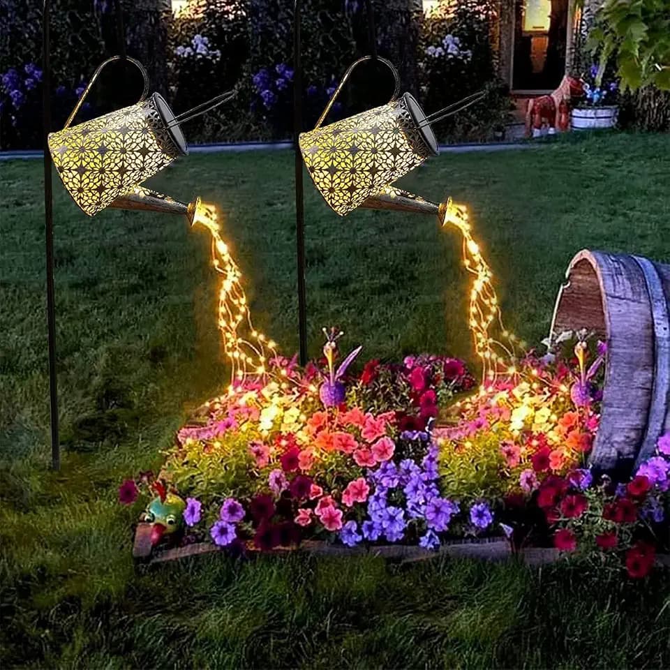 Solar Watering Can Lights, 2 Pack Retro Large Hanging Solar Lights Outdoor Decorative Waterproof Garden Decor for Outside Patio Yard Porch Lawn, Gardening Gifts for Mom Women Grandma Birthday
