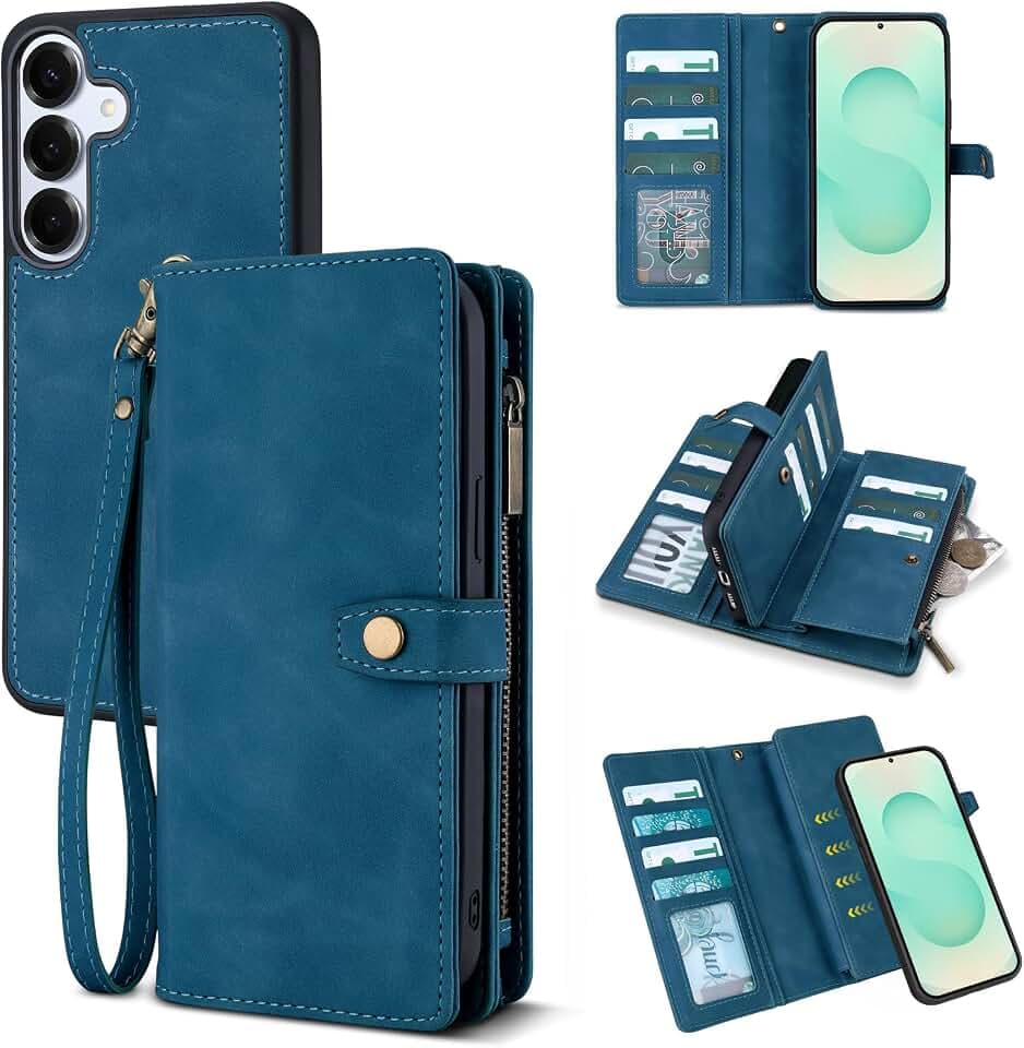 TwoHead for Samsung Galaxy S25 Plus Wallet Case,11 Card Holders,Navy Blue