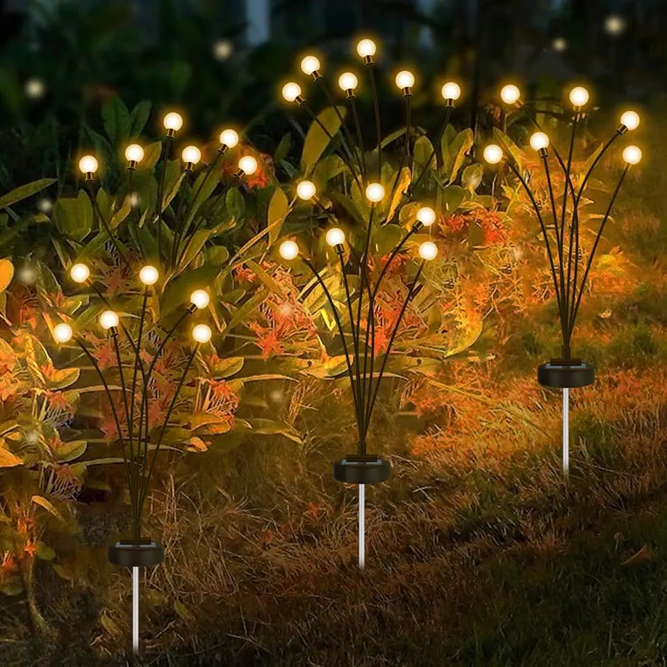 Solar Garden Lights - 4 Pack Firefly Lights, Outdoor Waterproof, Fairy Garden Accessories, Landscape Decorative