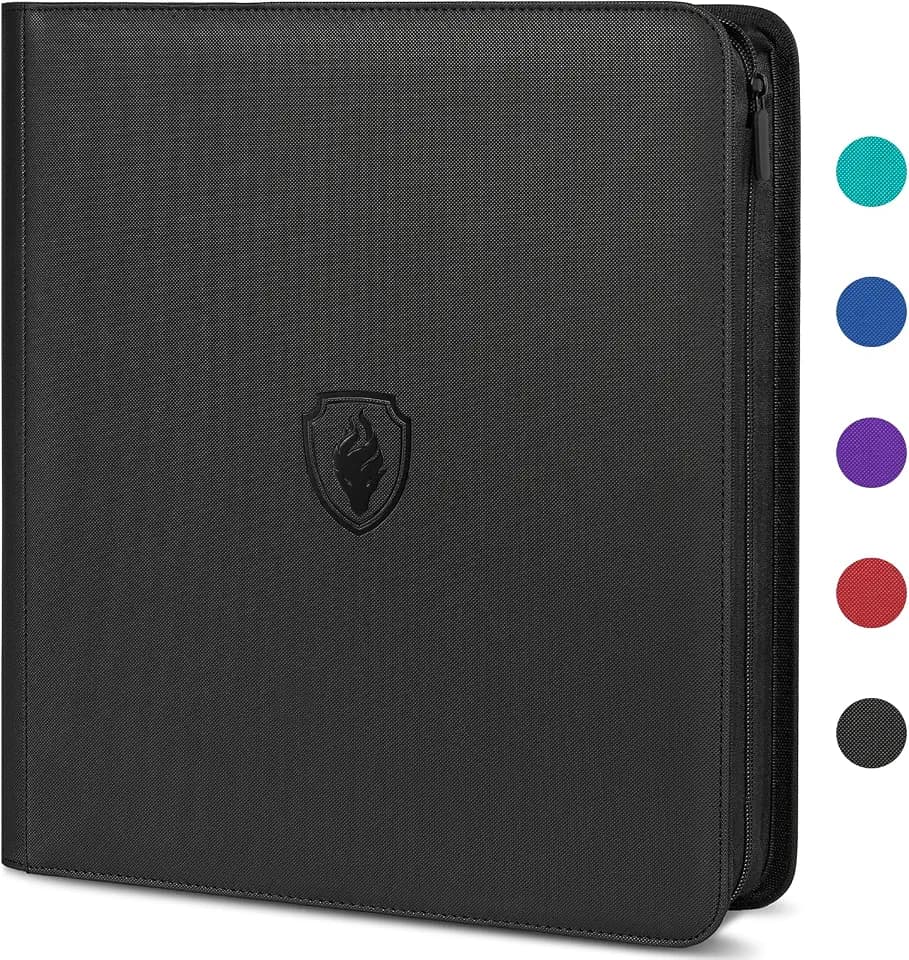 Premium Zip Card Binder 12 Pocket, Fabmaker 912 Pocket Trading Card Binder