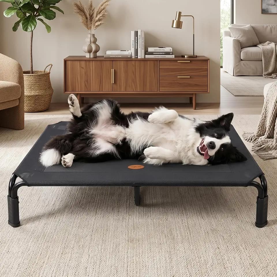 Woochpet Outdoor Elevated Cooling Dog Bed 43" Raised Dog Bed for Large Dogs