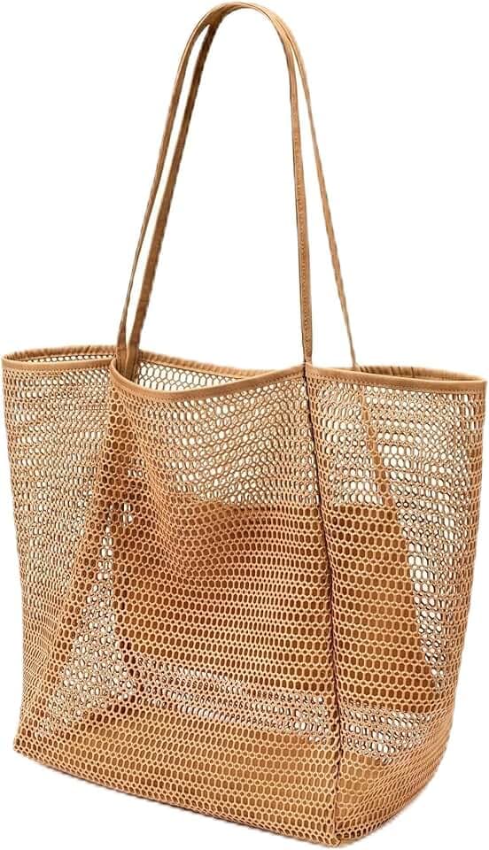 Mesh Beach Tote Bag for Women, Sandproof Quick Dry Foldable Travel Bag