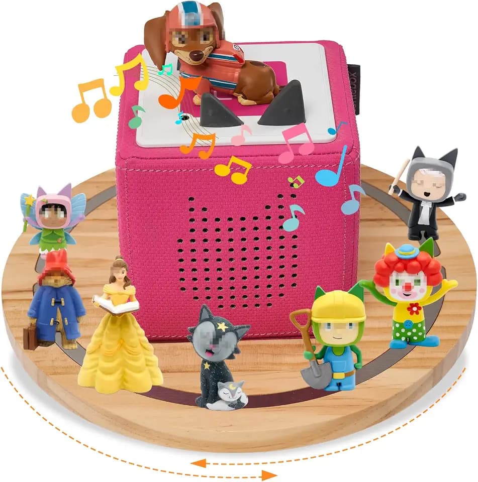 Gieanoo 360°Round Turntable for Tonies Shelf for 10-20 Characters,Natural