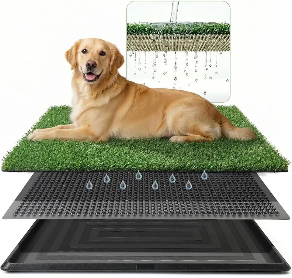 Powools Grass Pad for Dogs Potty, 3-Layer Reusable, Washable, 30 x 20 in