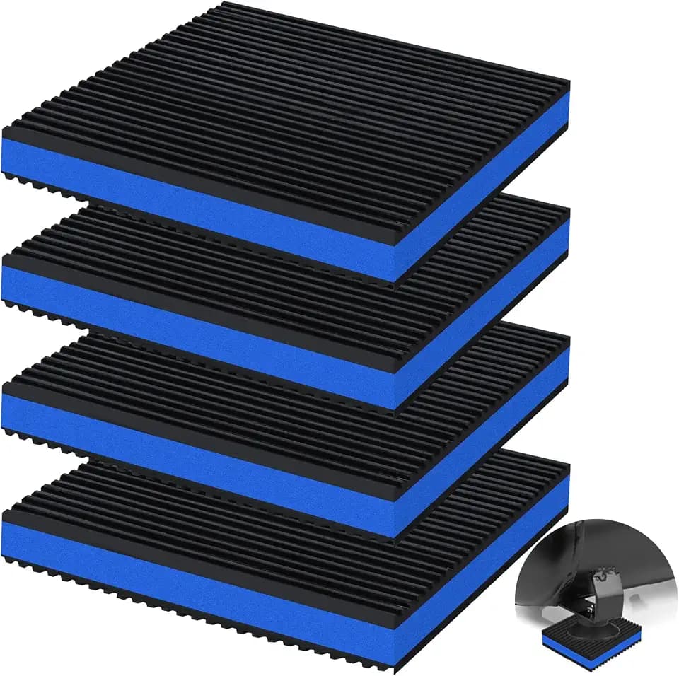 4 Pack Anti Vibration Pads for Washing Machine 6"x6"x7/8", Sound Isolation Vibrating Pad Ribbed Rubber Damping Mat EVA Center for Air Compressors, Conditioner, Treadmill, HVAC Washer Dryer