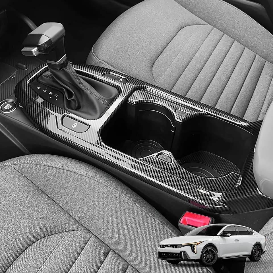 ABS Center Console Cover,Gear Shift Trim Panel,Console Shifter Cover Compatible with Kia K4 2025-2026 Accessories (Carbon Fiber Style)