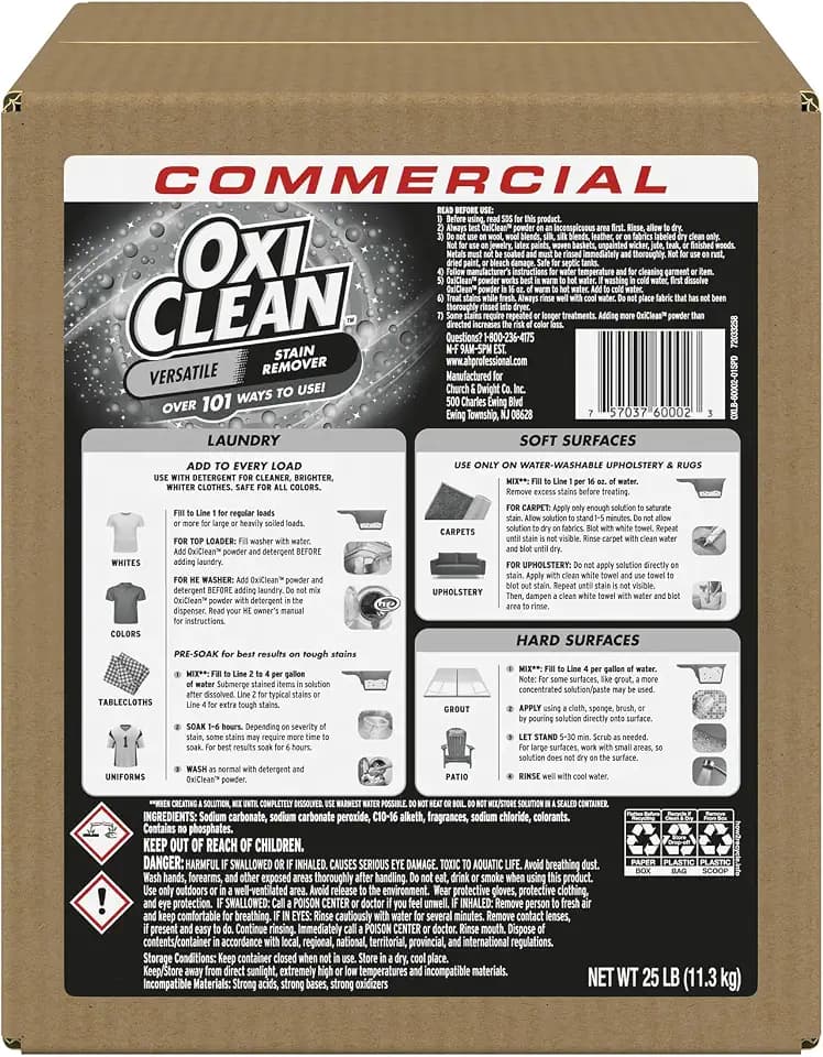 OxiClean Versatile Stain Remover Professional, 25 LB Bulk Box