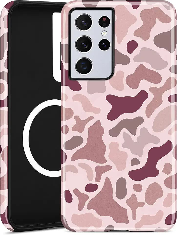 Magnetic Camo Phone Case for Samsung Galaxy S21 Ultra, Pink