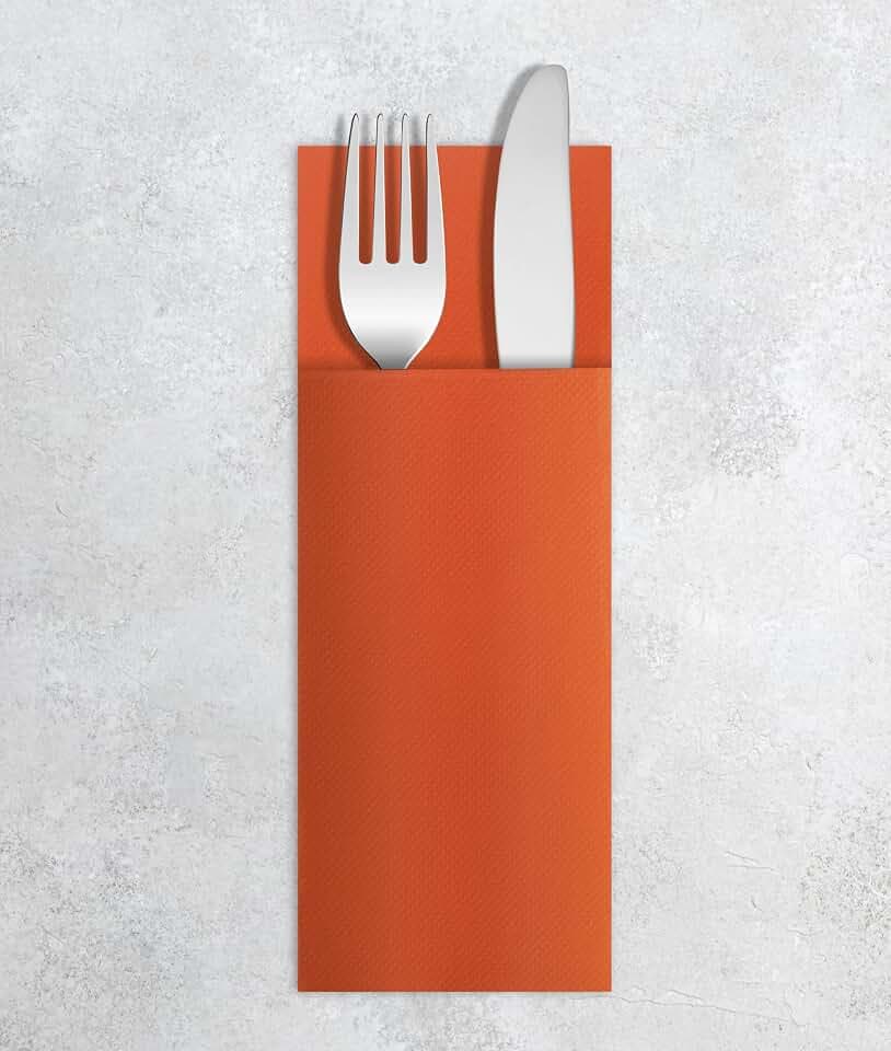 Airlaid 50 Besteckservietten, Hochwertige, Einwegserviette, 32X40 cm, Orange