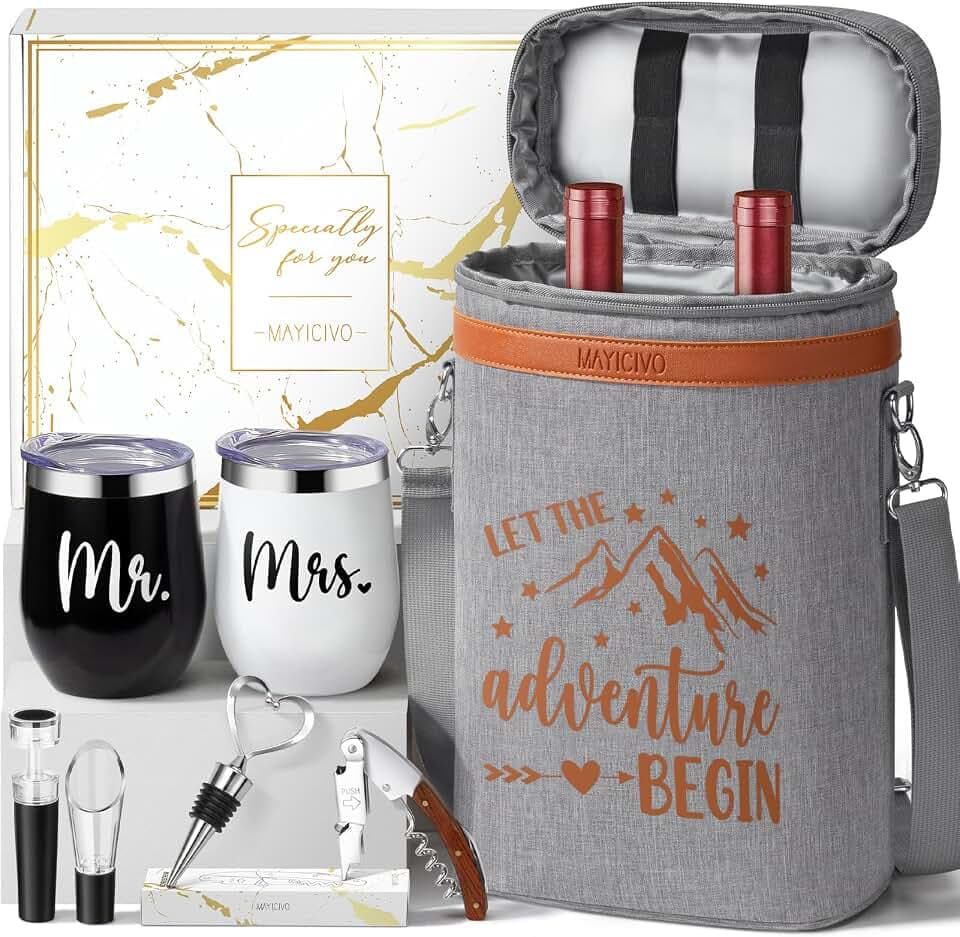Bridal Shower Wedding Gifts for Couple, Wine Cooler Bag Gifts for Men Women