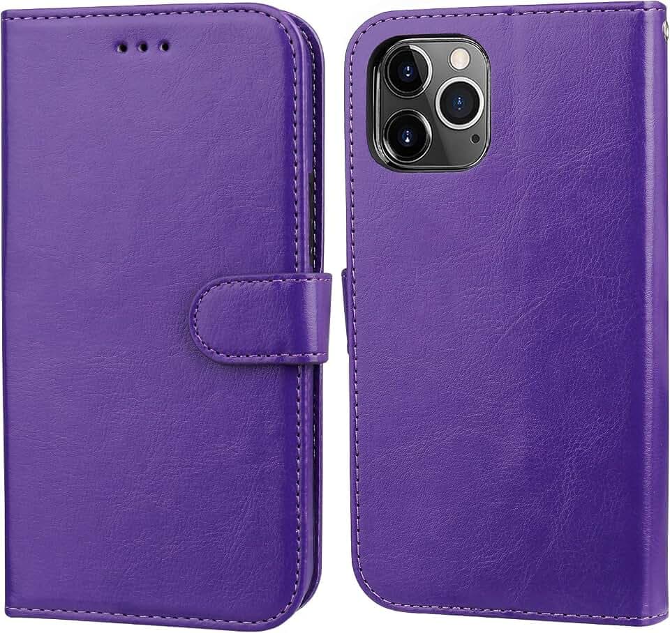 Bocasal for iPhone 11 Pro Wallet Case with Card Holder PU Leather Kickstand Shockproof Protective Wrist Strap Flip Cover for iPhone 11 Pro 5.8 inch (Rose Gold) (Purple)