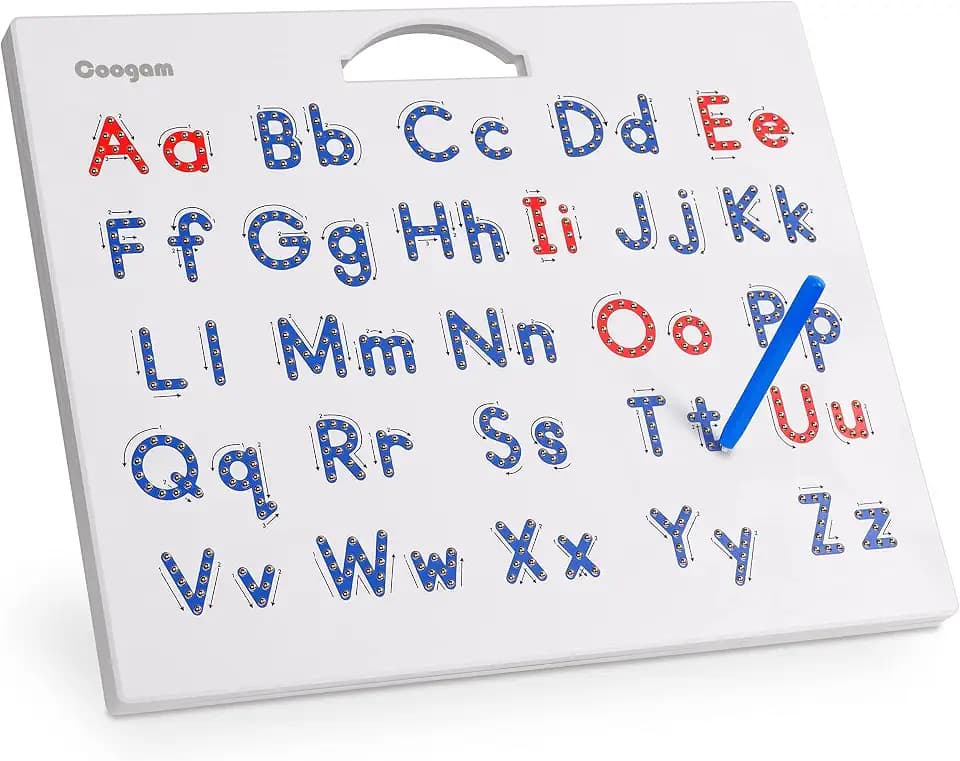 Coogam Magnetische Buchstaben-Übungstafel, Magnete, die ABC-Alphabet-Tafel nachzeichnen, Lernen zu schreiben, Lernspielzeug, Feinmotorik, Montessori-Geschenk für 3 4 5 Jahre alte Kinder