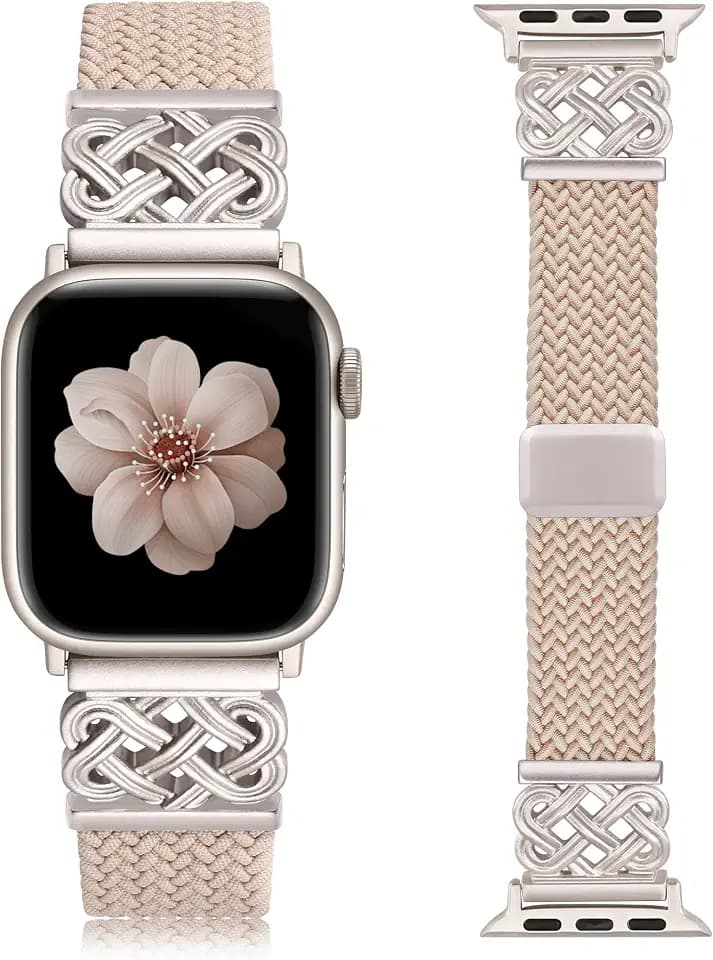 Braided Stretchy Band with Magnetic Clasp for Apple Watch Bands Women Men