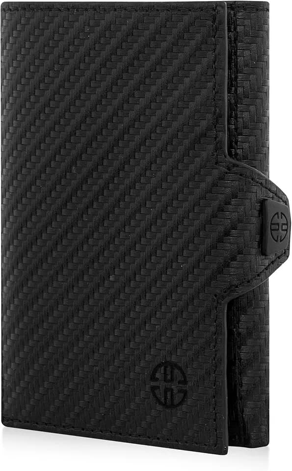 TRUSADOR Toscana Trifold Leather Wallet For Men and Women Card Holder with RFID Protection (With Coin Pocket, Carbon)