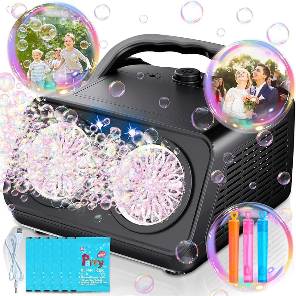 Pigipigi Kids Seifenblasenmaschine, Automatischer Bubble Machine 22000+, Seifenblasenmaschine Kinder Für Geburtstage drinnen und draußen, Hochzeit (Schwarz)