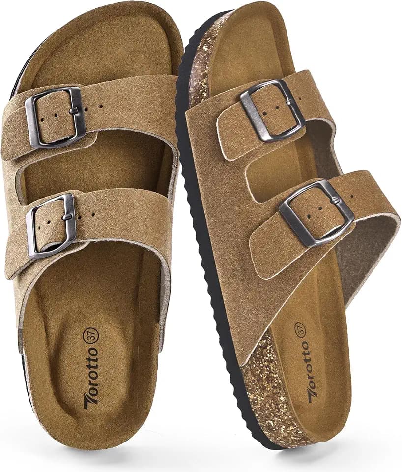 Torotto Damen Pantoletten Sandalen Leder Erwachsene Clogs Hausschuhe Arbeitsschuhe Bequeme Classic