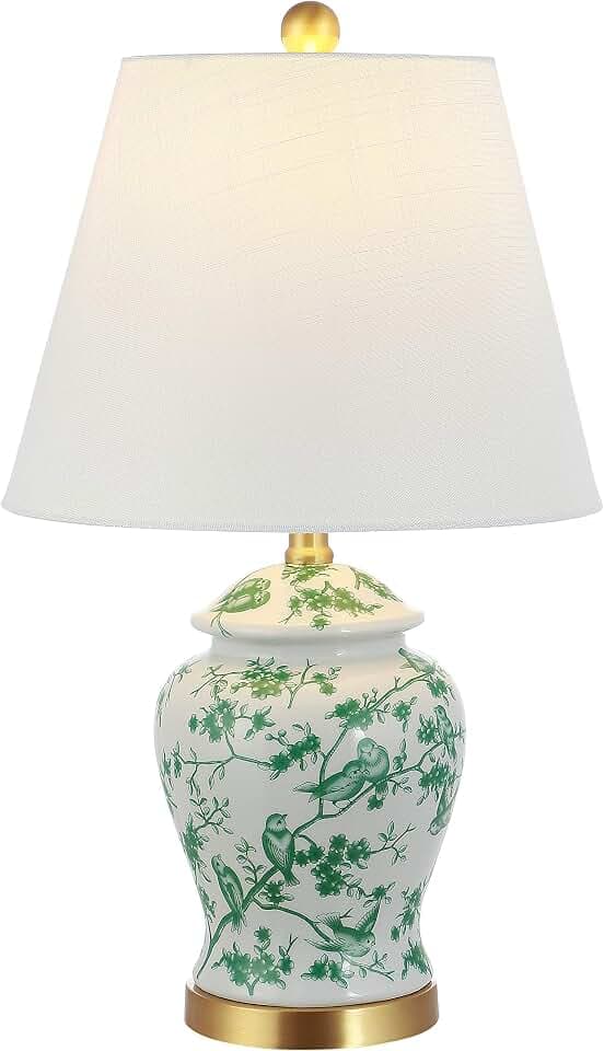 JONATHAN Y Penelope Ginger Jar 22" LED Table Lamp, White/Green