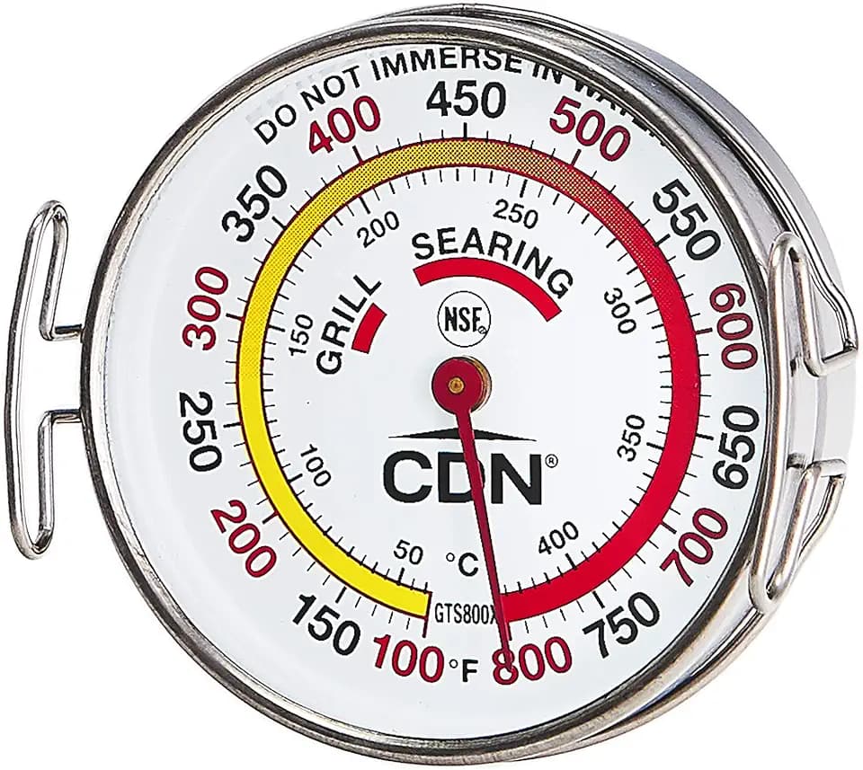 CDN Grill Surface Thermometer | NSF Certified | ProAccurate® | Temperature Zones, High Heat, Color-Coded Scale - Laboratory Glass Lens - Perfect for Grill, BBQ – GTS800X