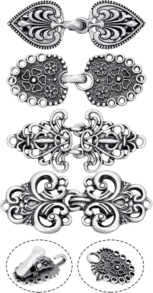 WILLBOND 4 Pcs Vintage Sweater Swirl Cape Cloak Clips for Women