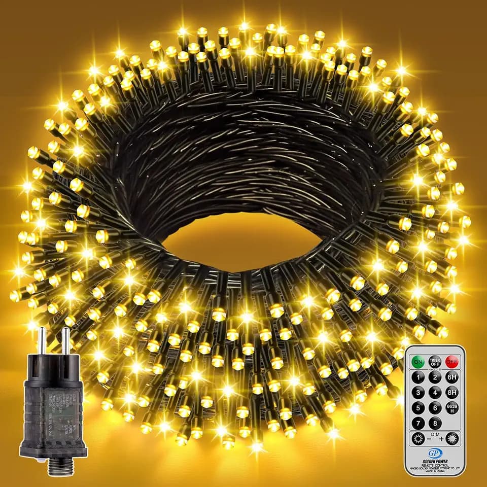 LED Lichterkette Weihnachtsbaum Außen Innen - 50M 500LEDs Warmweiß Lichterkette Weihnachten 8 Modi mit Fernbedienung Timer IP44 Weihnachtsbeleuchtung für Garten