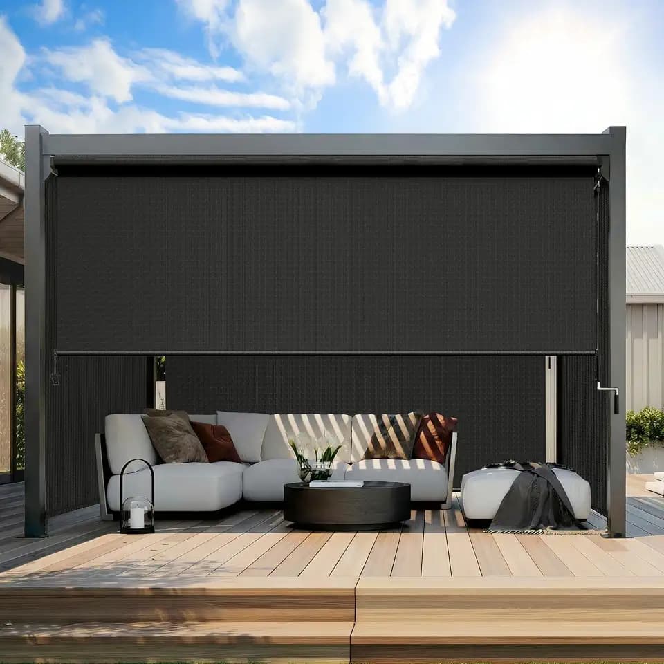 6'W x 6'H Cordless Outdoor Roller Shade for Sun & Privacy Protection