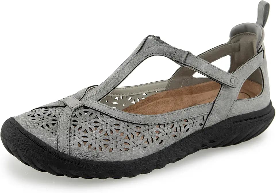 JBU Women's Daffodil Comfort Casual Mary Jane T-Strap Flats