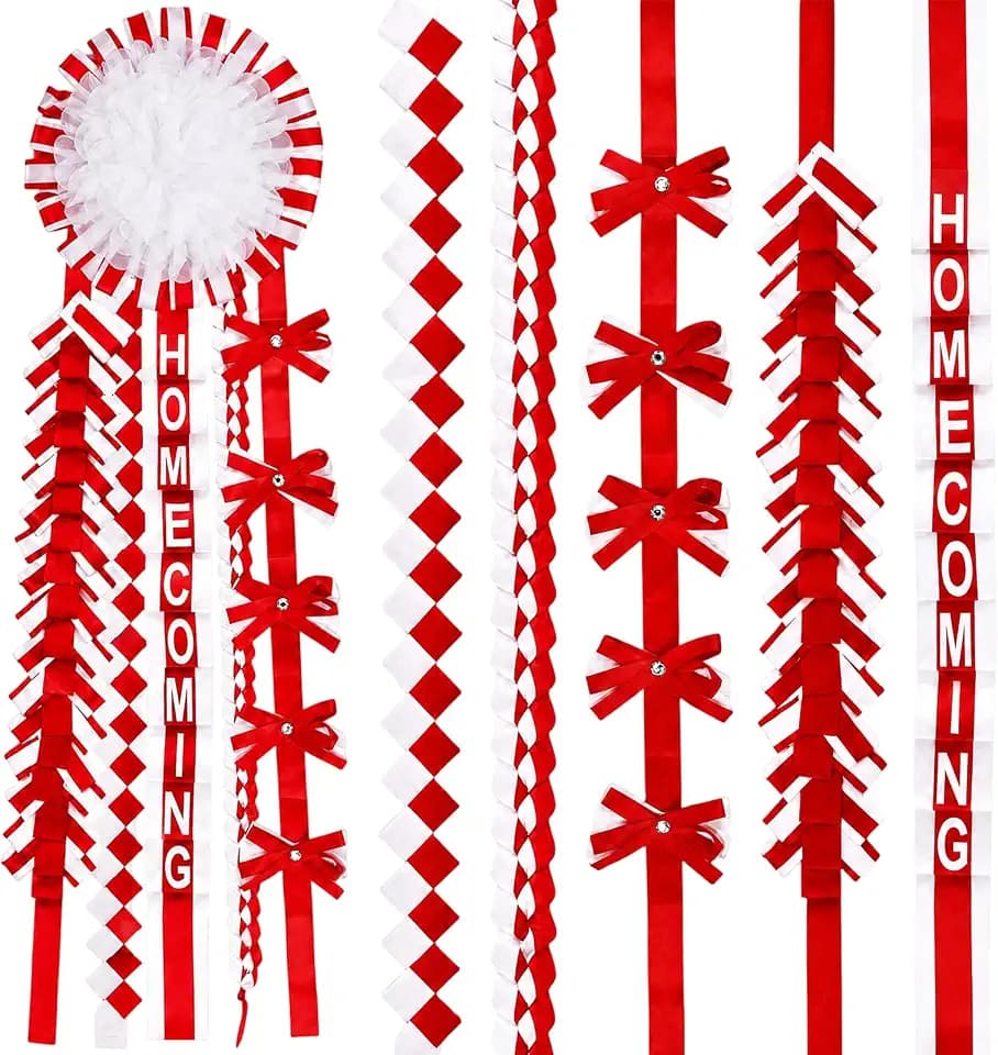 6 Pcs Homecoming Mum Supplies Red White DIY Decorations for Game Day
