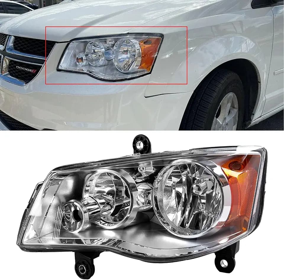 ECOTRIC Headlight Compatible with 11-19 Grand Caravan 08-16 Town Country
