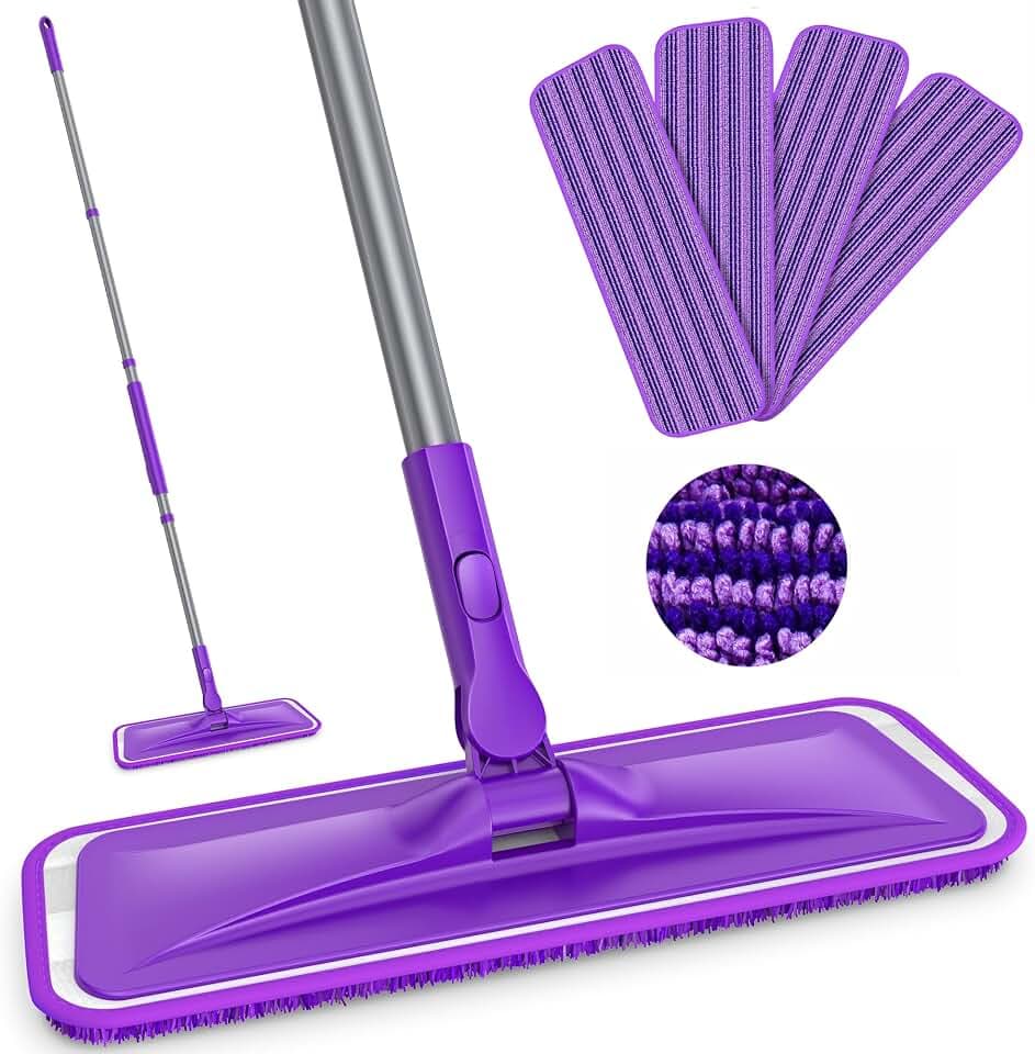 BPAWA Microfiber Mops for Floor Cleaning: Flat Mop for Wood Tile Laminate
