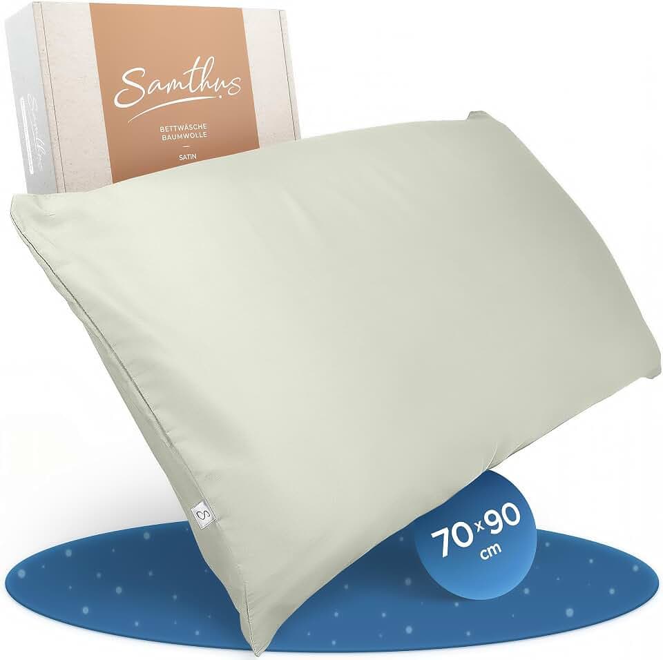 Samthus Kissenbezug 70x90 Baumwolle Satin - Oeko-Tex Made In Green - Grün