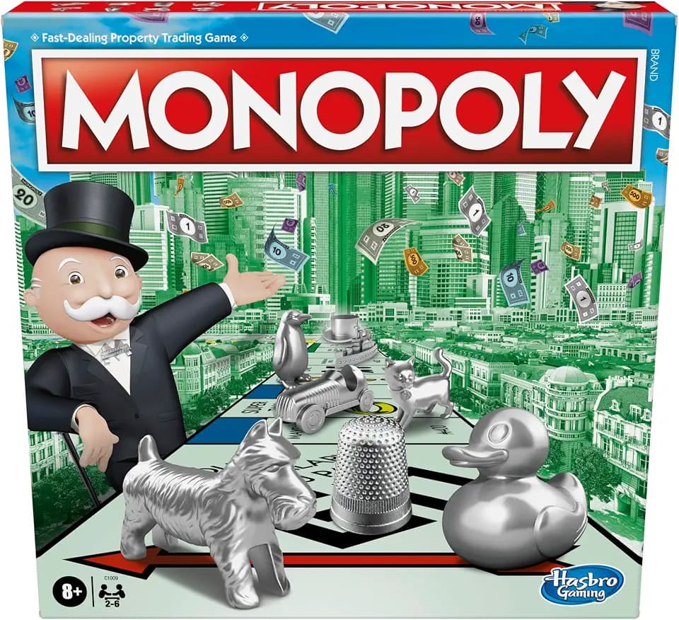 Monopoly Familien-Brettspiel für 2 bis 6 Spieler, für Kinder ab 8 Jahren, inklusive von den Fans gewählten Gemeinschaftskarten, Paket kann variieren