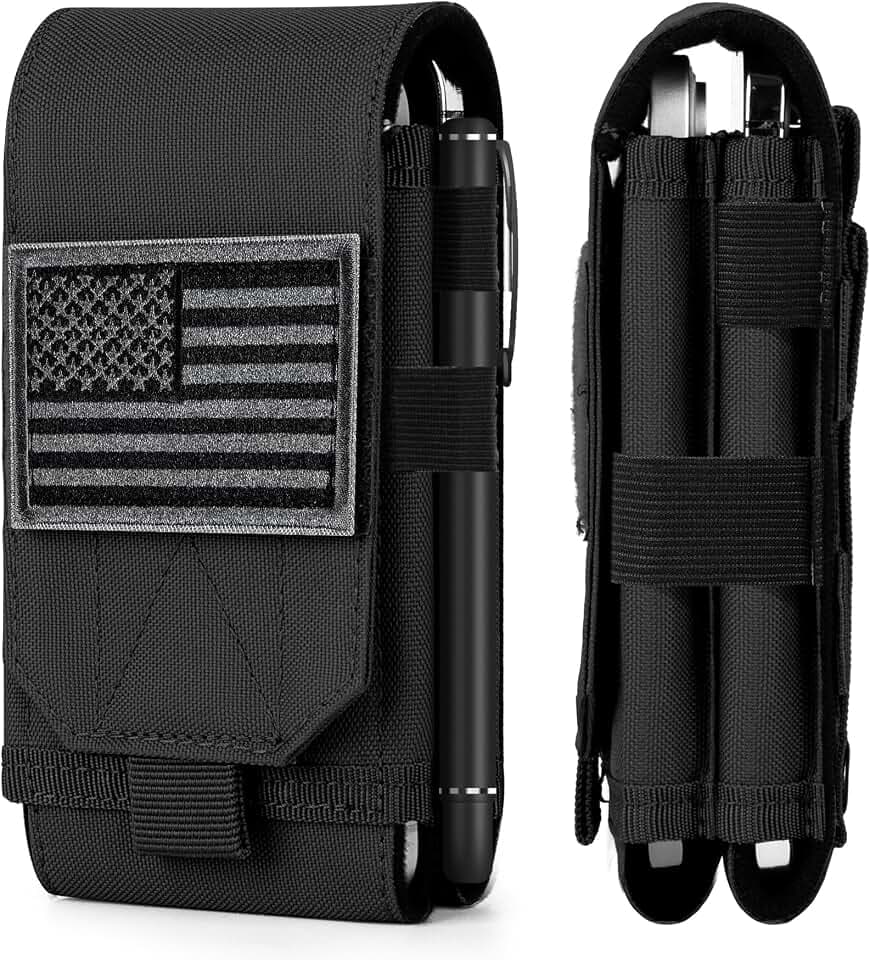 Dual Tactical Phone Pouch Molle Phone Holster Double Capacity Holder Universal Utility EDC Pouch for iPhone 17 Pro Max/17 Pro/16 Pro Max/16 Pro/15 Pro Max/15