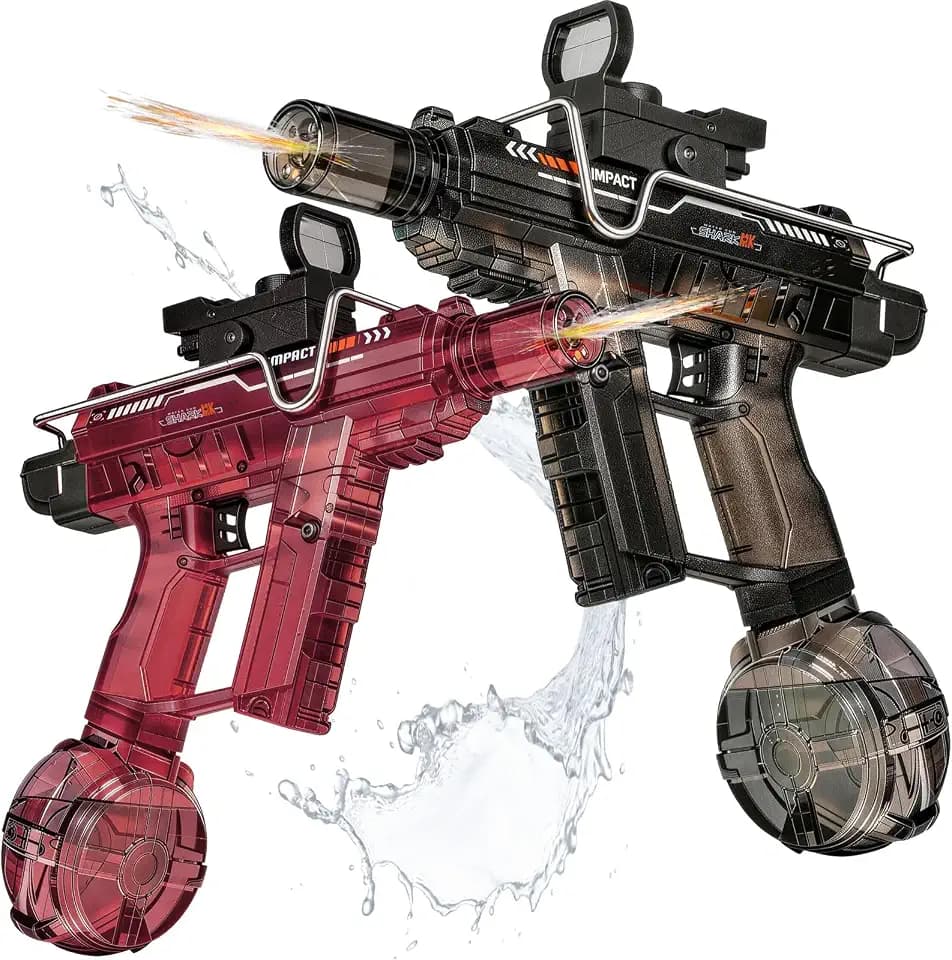 Electric Water Gun for Adults Kids,Realistic SMG,Rechargeable,Automatic Squirt Watergun,for Boys Girls,Pool Party Outdoor Toy,Summer Game,Long Range,2026 LED Electric Water Guns(2 Pack Pink Red,Black)