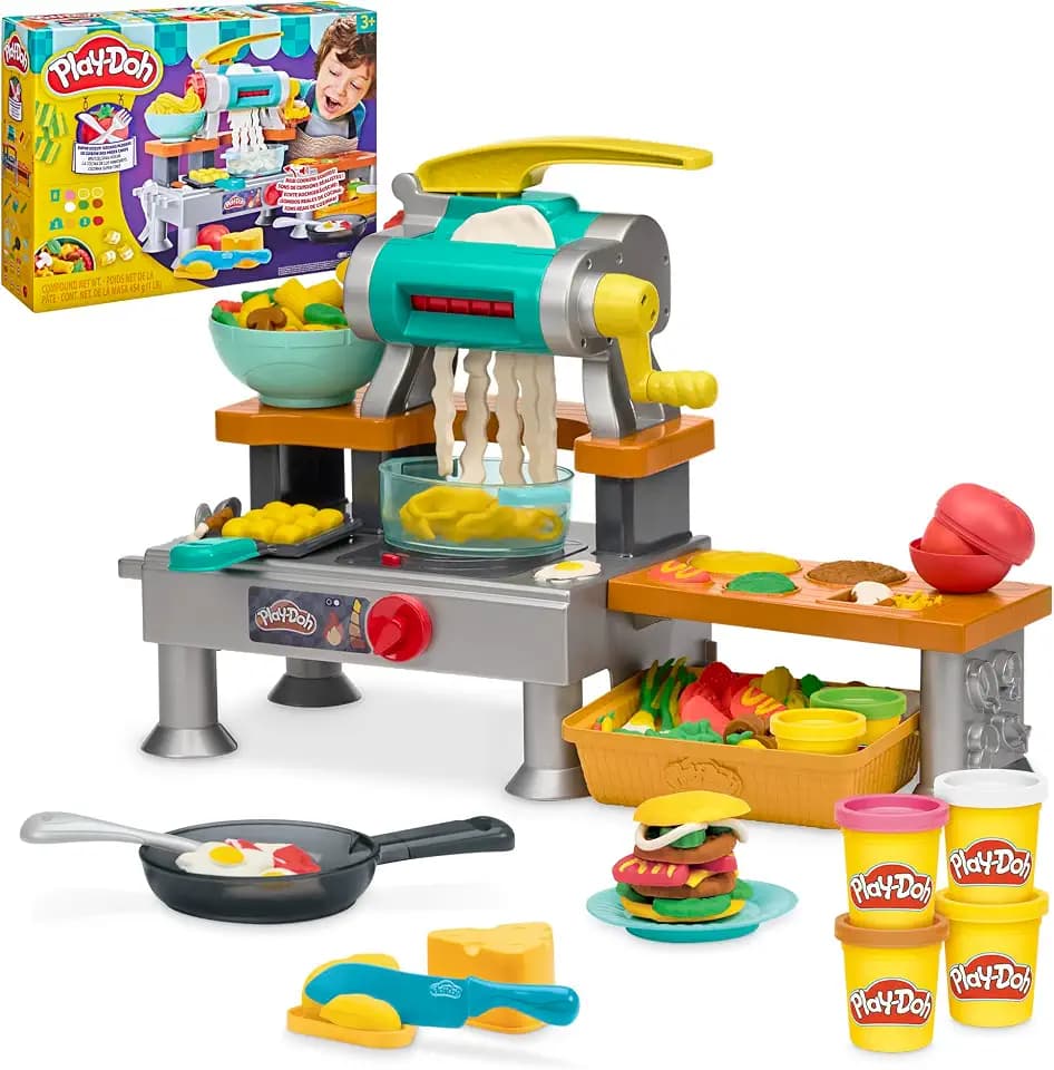 Play-Doh Brutzelspaß-Küche, Spielset mit realistischen Kochgeräuschen, mehr als 25 Spiel-Snacks zum Kneten, für Kinder zum Kneten & Spielen, ab 3 Jahren